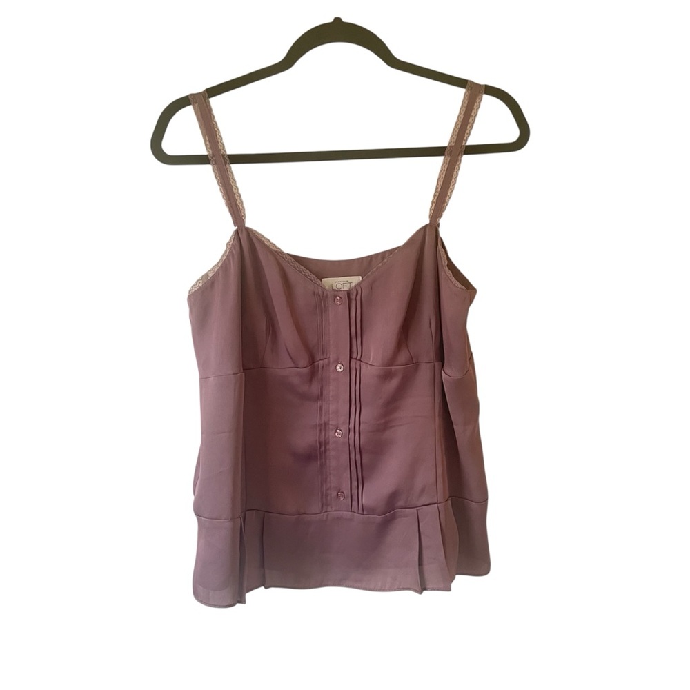 LOFT purple lace trimmed sleeveless blouse size 12